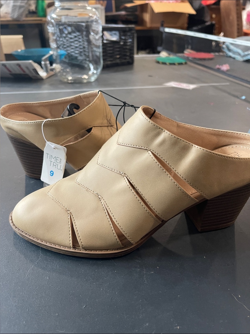 Women's Beige Slip-On Heels size 9